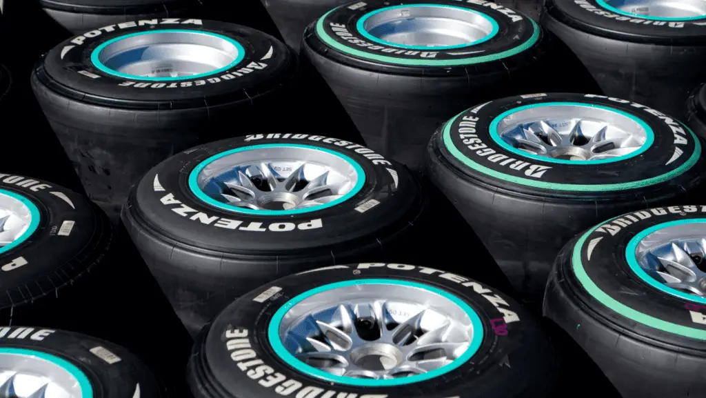 Group of f1 tires 