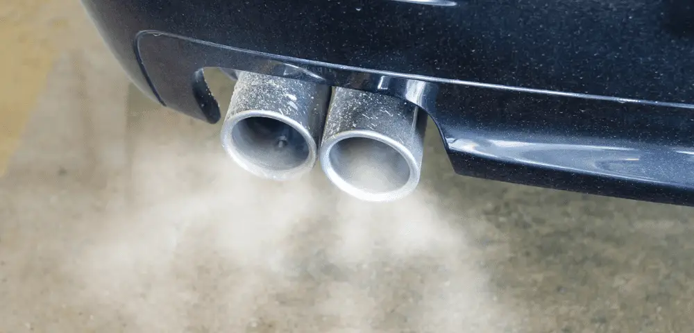 2 exhaust with smoke coming out